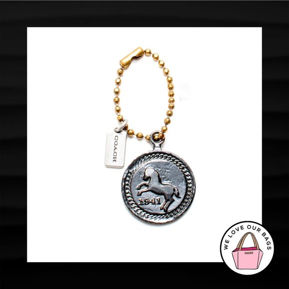 Coach Accessories - RARE! COACH HORSE ROUND DARK BRONZE METAL DISC KEY FOB BAG CHARM KEYCHAIN TAG